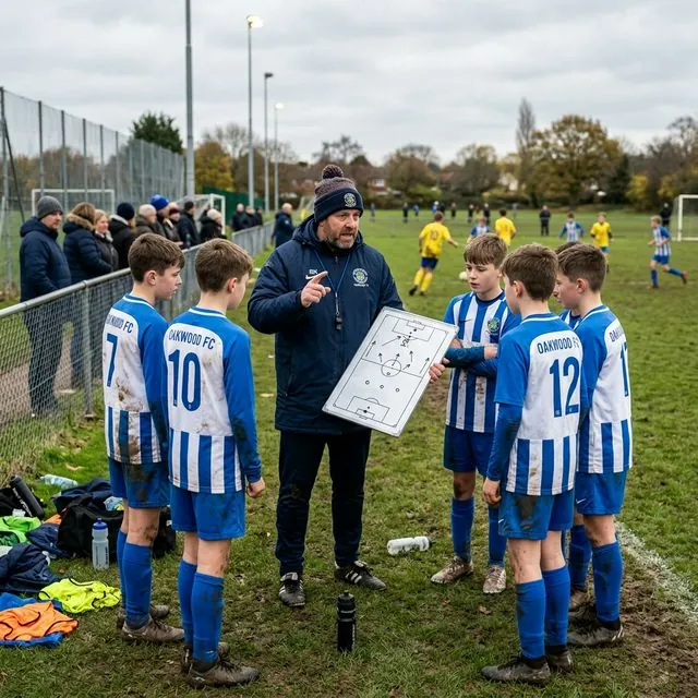 Entrenador dando instrucciones a su equipo