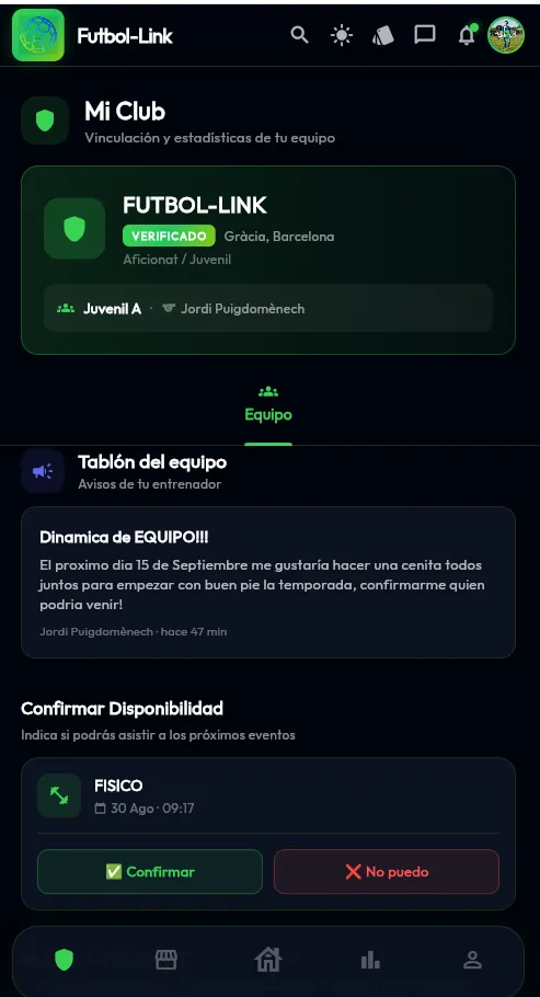 Panel de club para entrenadores y presidentes